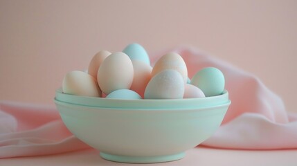 Sticker - A bowl filled with eggs on a table. Perfect for food and cooking concepts