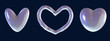 © Анжелика Полтавец - 3D Chrome heart y2k set element. Silver Heart retro aesthetic. Trendy 3d metal vector. Chrome holographic elements.