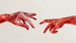 A graphic showing a red polygon hand reaching out to each other. It illustrates the concept of communication technology