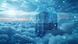 Cloud Networking: A 3D vector illustration of a cloud server floating in the sky