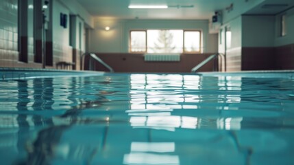 Poster - A tranquil indoor swimming pool with crystal blue water. Perfect for spa or relaxation concepts