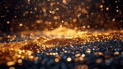 Poster - Black background with golden confetti