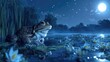 Frog Croaking in a Moonlit Pond Serene Chorus of the Night