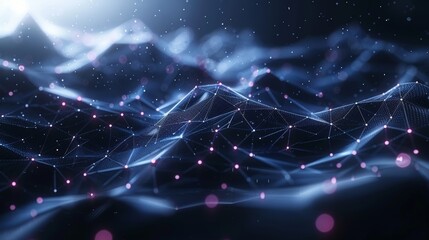 Aufkleber - Abstract polygonal space low poly dark background with connecting dots and lines. Science. Futuristic polygonal background. Triangular. Wallpaper.
