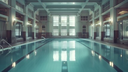 Aufkleber - A spacious indoor swimming pool in a large building. Perfect for architectural and interior design concepts
