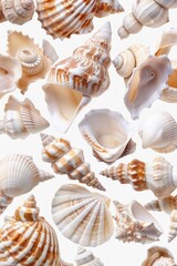 Aufkleber - A collection of shells displayed on a table. Ideal for educational materials or home decor