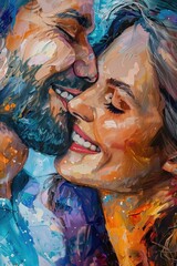 Poster - A painting of a man and a woman. Ideal for various artistic projects