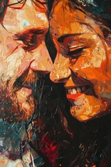 Poster - A beautiful painting of a man and a woman. Suitable for various design projects