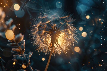 Canvas Print - Dandelion covered in snow, perfect for winter themes