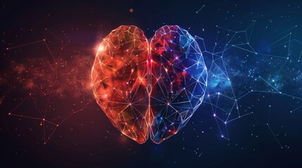 Poster - Future concept of a polygon heart and brain