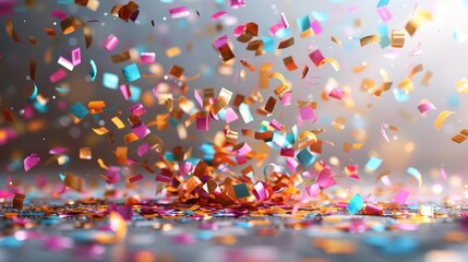 Aufkleber - The realistic Falling of shiny confetti glitters in colors. New Year, birthday, Valentine's Day design. Holiday design confetti isolated on a transparent background.