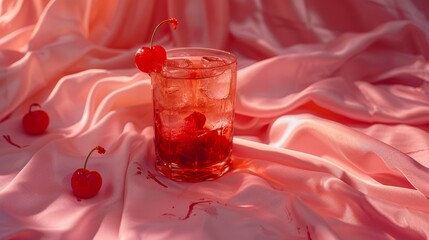 trendy sleepy girl cherry mocktail. popular magnesium cherry drink for relax, deep sleeping. bedtime