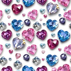 Poster - Various colored hearts on a clean white backdrop. Perfect for Valentine's Day designs or love-themed projects