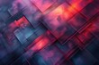 Interlocking, metallic rectangles in a captivating blend of dark sky-blue and light crimson hues, rendered in a realistic perspective with layered complexity and light effects