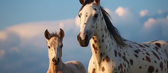 Aufkleber - Two horses grazing in a lush meadow