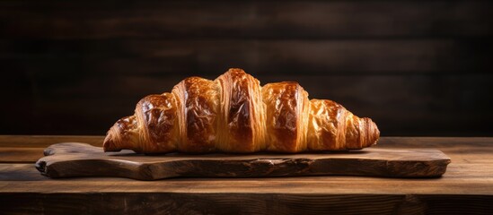 Poster - Croissant on wooden board