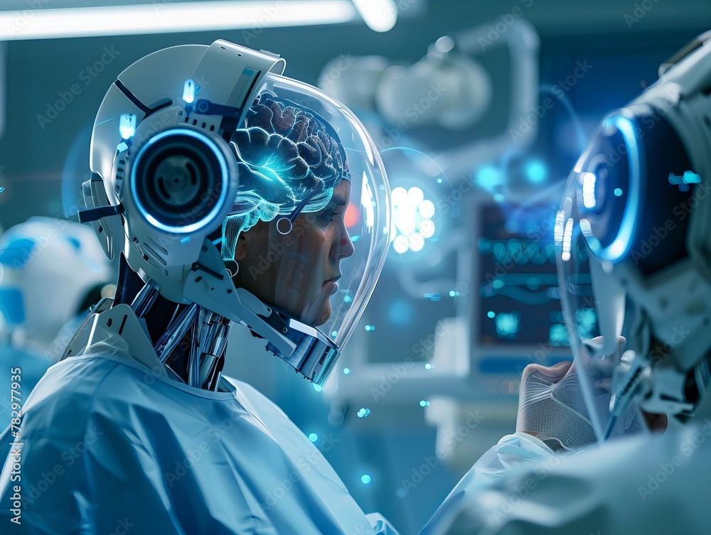 In the future of healthcare, doctors utilize both robotic and non ...
