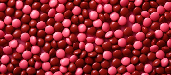 Poster - Pile of red and pink chocolate candies