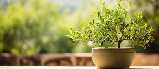 Poster - Green plant pot on outdoor table