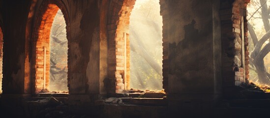 Aufkleber - Sunlight filtering through antique building windows