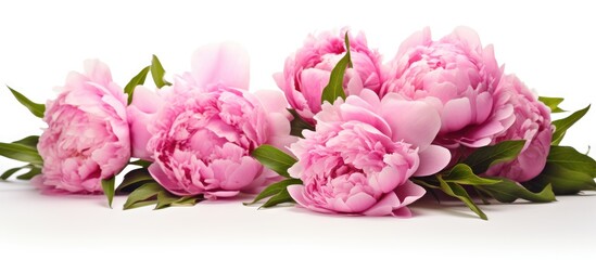 Poster - Pink flowers on white surface