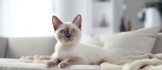 Poster - Beige Burmese kitten on white sweater