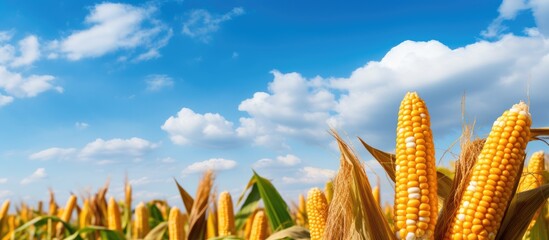 Poster - Cornfield under Clear Blue Sky