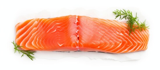 Fototapete - Salmon fillet and herb close-up