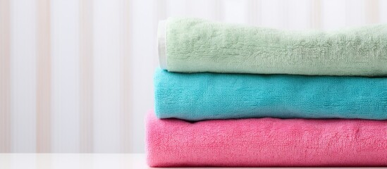 Aufkleber - Three folded towels stacked on a table