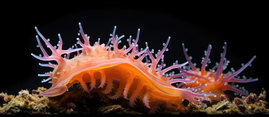 Poster - Pink sea anemone spikes up close