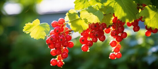 Wall Mural - Redcurrants hanging from tree