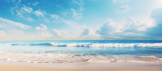 Poster - Coastal Scene with Waves on Sandy Beach