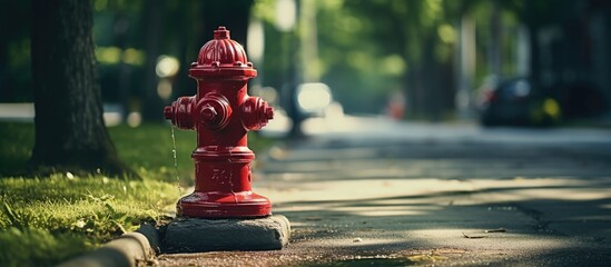 Poster - Red fire hydrant beside street
