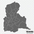 Blank map Tachira State of Venezuela. High quality map Tachira State with municipalities on transparent background for your design. Bolivarian Republic of  Venezuela.  EPS10.