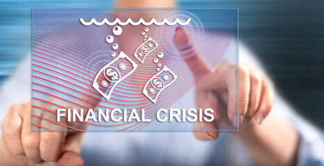 Poster - Woman touching a financial crisis concept