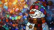 stained glass window snowman