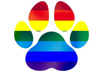 Wall Mural - multicolored paw logo on white background copy space