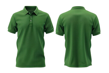 Wall Mural - Green polo shirt, front and back view, mockup, transparent or isolated on white background