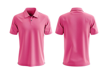 Wall Mural - Pink polo shirt, front and back view, mockup, transparent or isolated on white background