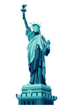 Fototapeta Las - The Statue of Liberty flat cartoon isolated on white background.  illustration