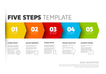 Poster - progress five steps infographic template