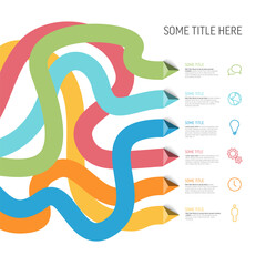 Poster - simple infographic with six element option items and thick pastel lines