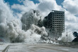 A controlled demolition of a building in an urban setting - Generative AI