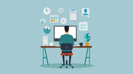 Poster - Person Working at Desk With Computer