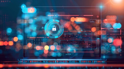 Poster - Laptop Screen Locked With Security Lock