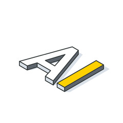 Poster - The letter A is displayed as an isometric 3D symbol on a white background