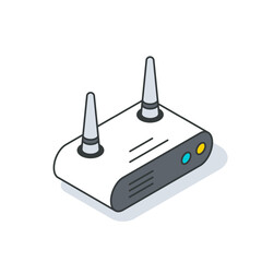 Poster - Isometric drawing of electronic gadget with two antennas in electric blue color