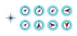 Navigation vector set blue icon. Compass, tourism and travel related icons. Vector illustration in flat style.