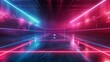 Glowing Neon Volleyball: A 3D vector illustration of a volleyball court