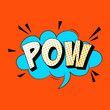 Pow retro comic speech bubble in trendy pop art style. Bright cartoon message.